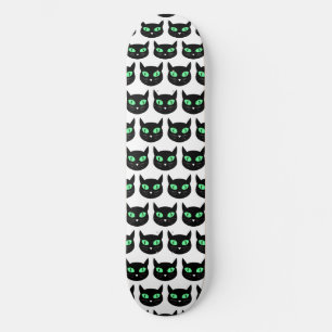 Spooky Black cat med grönt ögon mönster Mini Skateboard Bräda 18,5 Cm