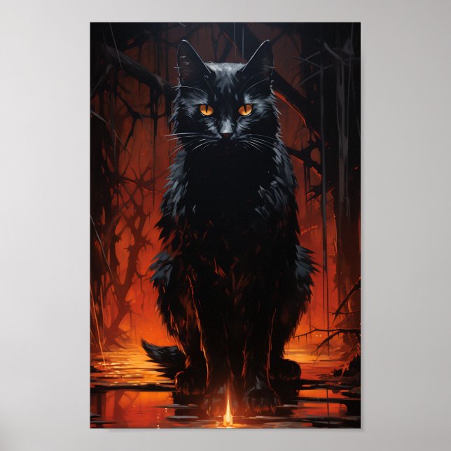 Spooky Black Cat Poster (Framsidan)