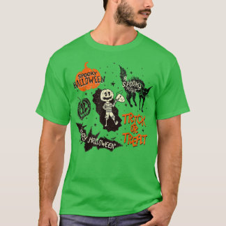 Spooky Black Cat Pumpkin Bus eller godis Funny Hal T Shirt