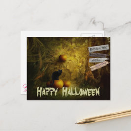 Spooky Black Cat, Pumpkin Halloween Vykort