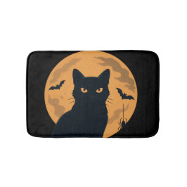 Spooky Black Cat Silhouette Halloween Badrumsmatta