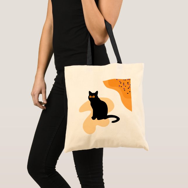 Spooky Black Cat Trick-or-Treat Halloween Gift Tygkasse (Framsida (produkt))