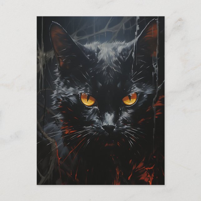 Spooky Black Cat Vykort (Framsida)