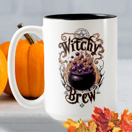 Spooky Black Cauldron Halloween Witches Brew Två-Tonad Mugg