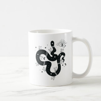 Spooky Black Celestial Snake Design Kaffemugg