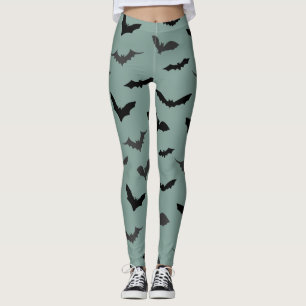 Spooky Black Fladdermöss Mönster Halloween Leggings