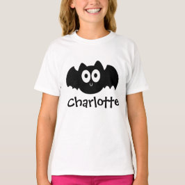 Spooky Black Fladdermus Halloween Personlig Namn T Shirt