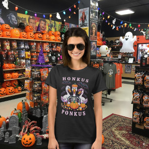 Spooky Black Funny Goose Pumpkin Halloween Graphic T Shirt