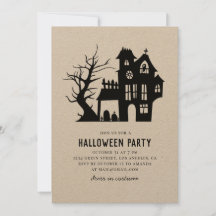 Spooky Black hemsökt hus. Halloween fest rustic