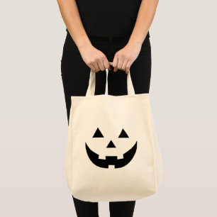 Spooky black Jack o lantern ansikte Halloween cand Tygkasse