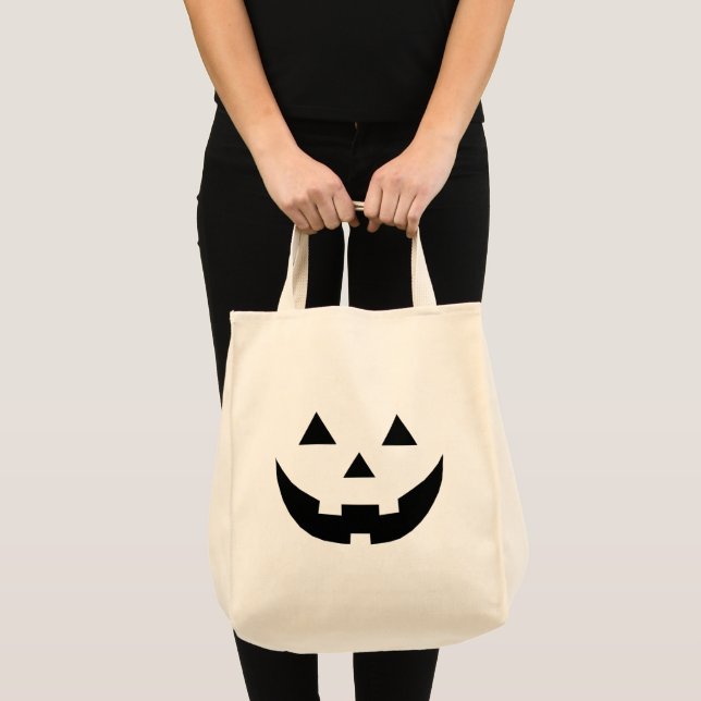 Spooky black Jack o lantern ansikte Halloween cand Tygkasse (Framsida (produkt))
