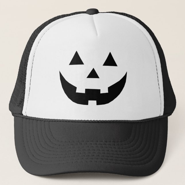 Spooky black Jack o lantern pumpkin ansikte Hallow Keps (Framsida)