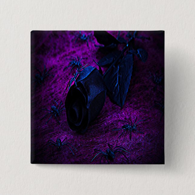 Spooky Black Material Ro, Black Spiders Knapp (Framsida)