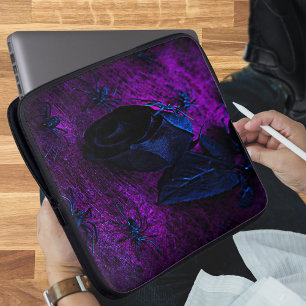 Spooky Black Material Ro, Black Spiders Laptop Fodral