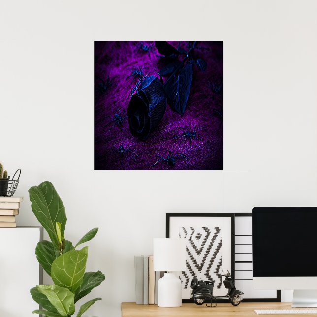 Spooky Black Material Ro, Black Spiders Poster (Hemmakontoret)