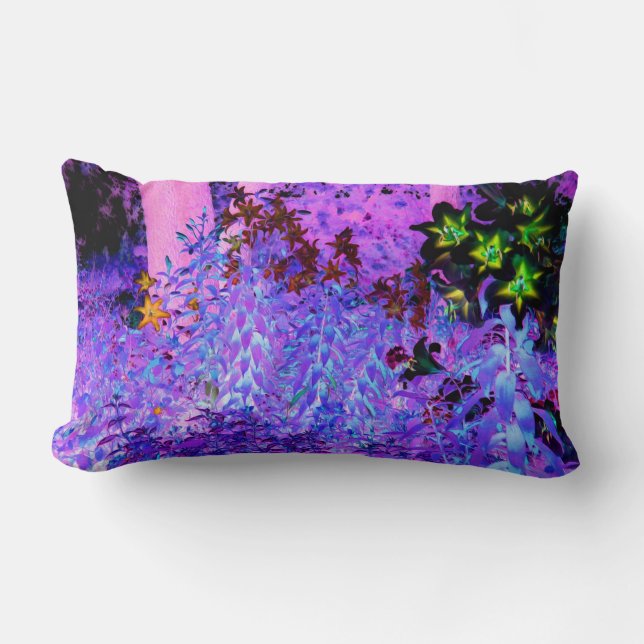 Spooky Black och Crimson Lily Garden Ligcape Lumbarkudde (Framsida)