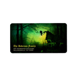 Spooky Black Raven Halloween Returadress Adressetikett
