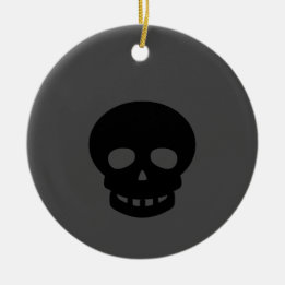 Spooky Black Skull Ceramic Ornament