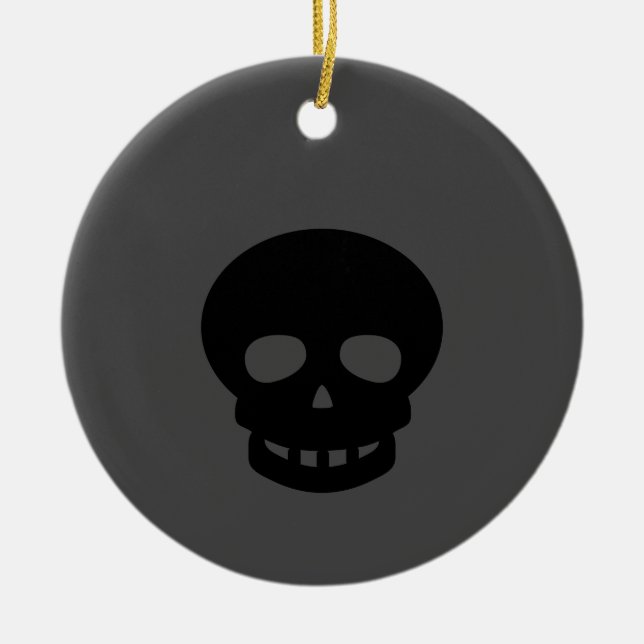 Spooky Black Skull Ceramic Ornament (Framsidan)