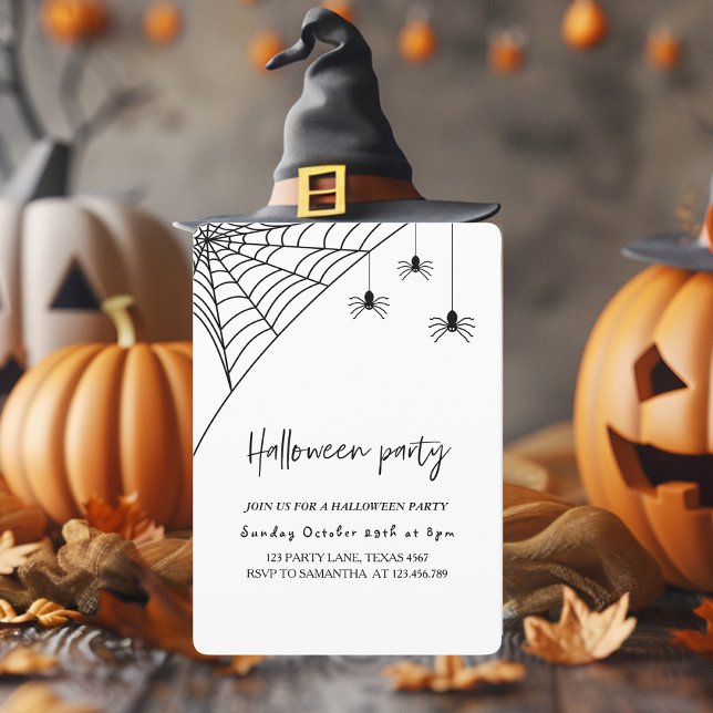 Spooky Black Spiders Party | HAPPY HALLOWEEN Inbjudningar (Skapare uppladdad)