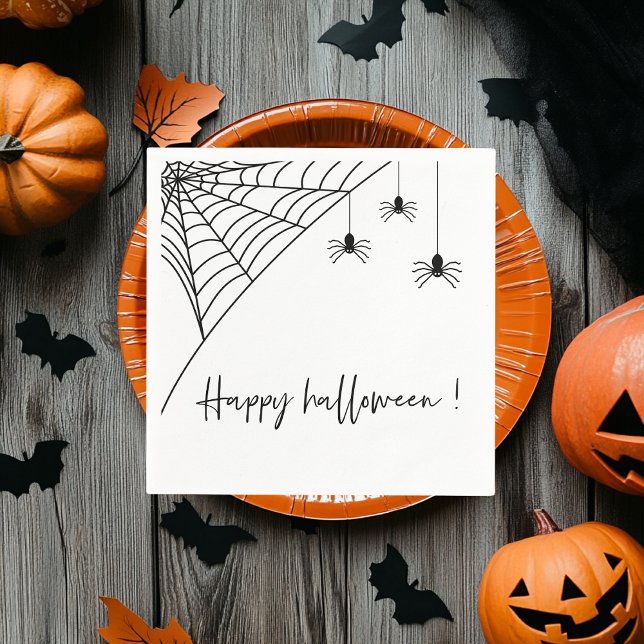 Spooky Black Spiders Party | HAPPY HALLOWEEN Pappersservett (Skapare uppladdad)