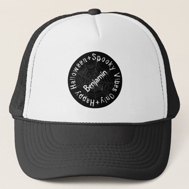 Spooky Black & White Happy halloween Baseball Hats Keps (Framsida)