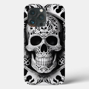 Spooky Black & White Smiling Snöre Skull