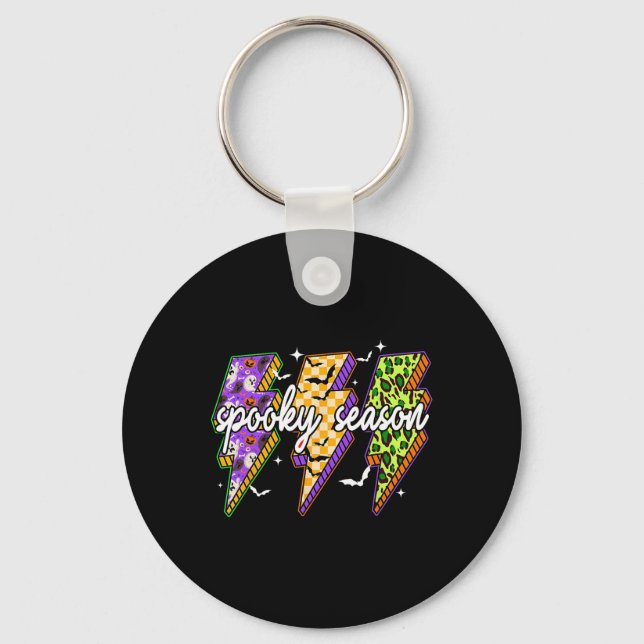 Spooky Blixt Bolt Funny Halloween Spooky Seaso Nyckelring (Framsida)
