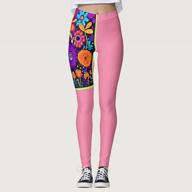 Spooky Blommigt Art Leggings (Framsida)