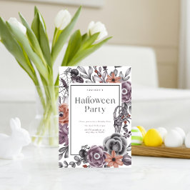 Spooky Blommigt Halloween Födelsedagsfest inbjudan