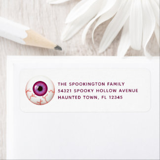 Spooky Bloodshot Eyeball Halloween Returadress Etikett