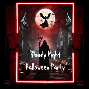 Spooky Bloody Night Vuxen Halloween fest Inbjudningar