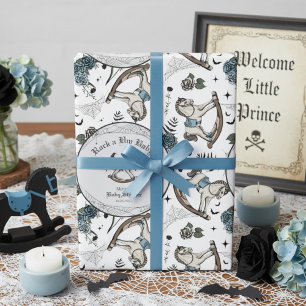 Spooky Blue Vintage Rocking Horse Baby Shower Presentpapper