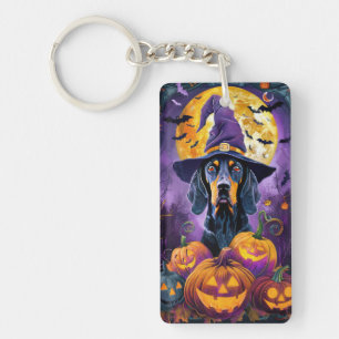 Spooky Bluetick Coonhound Halloween Witch Pumpkin