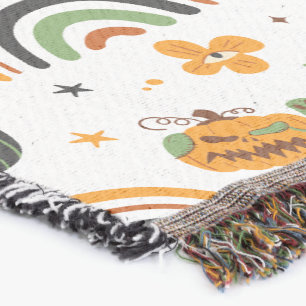 Spooky Boho Halloween Mönster Filt