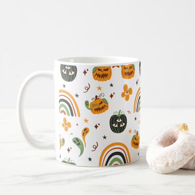 Spooky Boho Halloween Mönster Kaffemugg (Med munk)