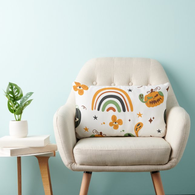Spooky Boho Halloween Mönster Lumbarkudde (Stol)