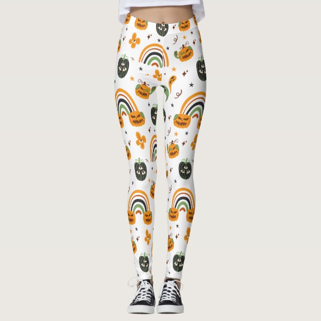 Spooky Boho Mönster Halloween Leggings (Framsida)