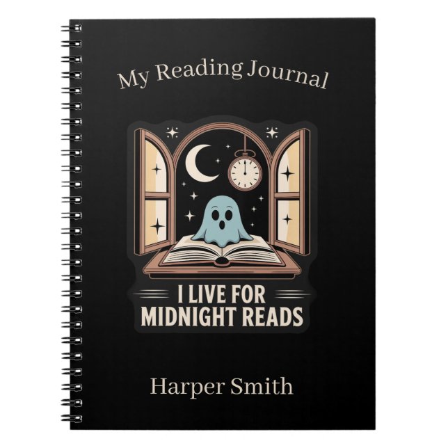 Spooky Bok Älskare Midnight Reads Journal Anteckningsbok (Framsidan)
