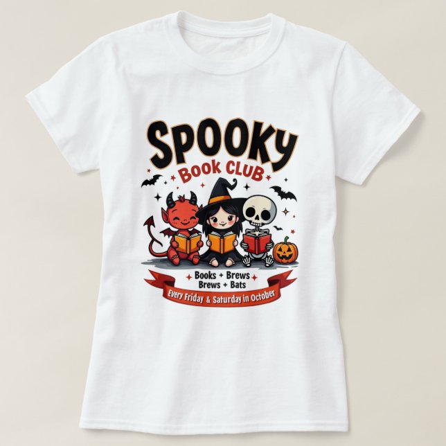 Spooky Bok Klubb Halloween T Shirt (Design framsida)