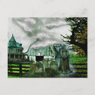 *~* Spooky Bolts Lightneing House HALLOWEEN Vykort