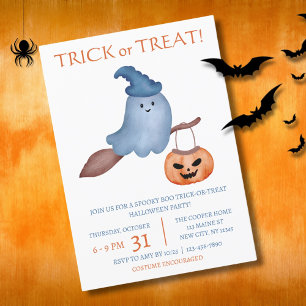 Spooky Boo Bus eller godis Kids & Family Halloween Inbjudningar