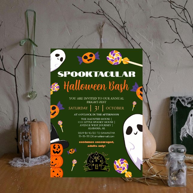 spooky Boo Haunted house Halloween bash party Inbjudningar (Skapare uppladdad)