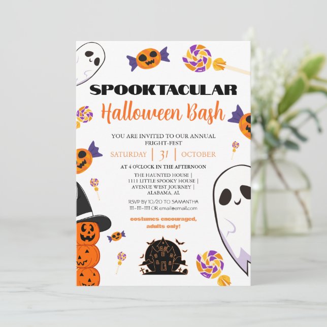 spooky Boo Haunted house Halloween bash party Inbjudningar (Stående Fram)
