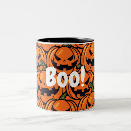 Spooky Boo pumkin jack-o-lantern Halloween Två-Tonad Mugg