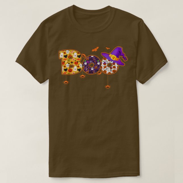 Spooky Boo Spiders Ghost Pumpkin Witch Hat Hallowe T Shirt (Design framsida)