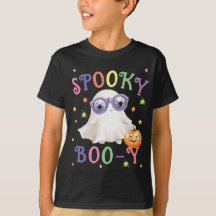 Spooky Boo-y Bright Text Black Boys T-Shirt