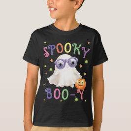 Spooky Boo-y Bright Text Black Boys T-Shirt