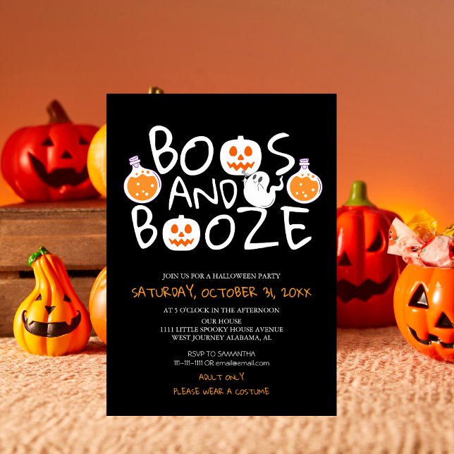 Spooky Boos och Sprit Black Vuxen Halloween fest Inbjudningar (Skapare uppladdad)