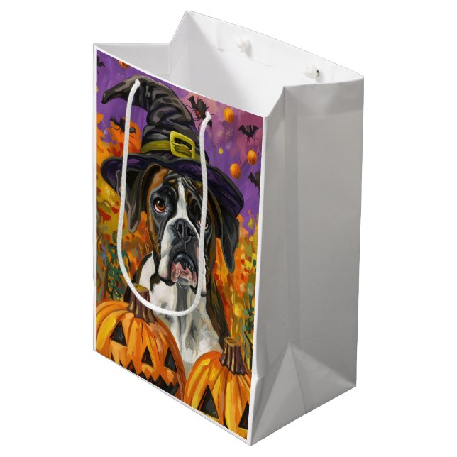 Spooky Boxer Halloween Witch och Pumpkin (Framsidan Vinklad)
